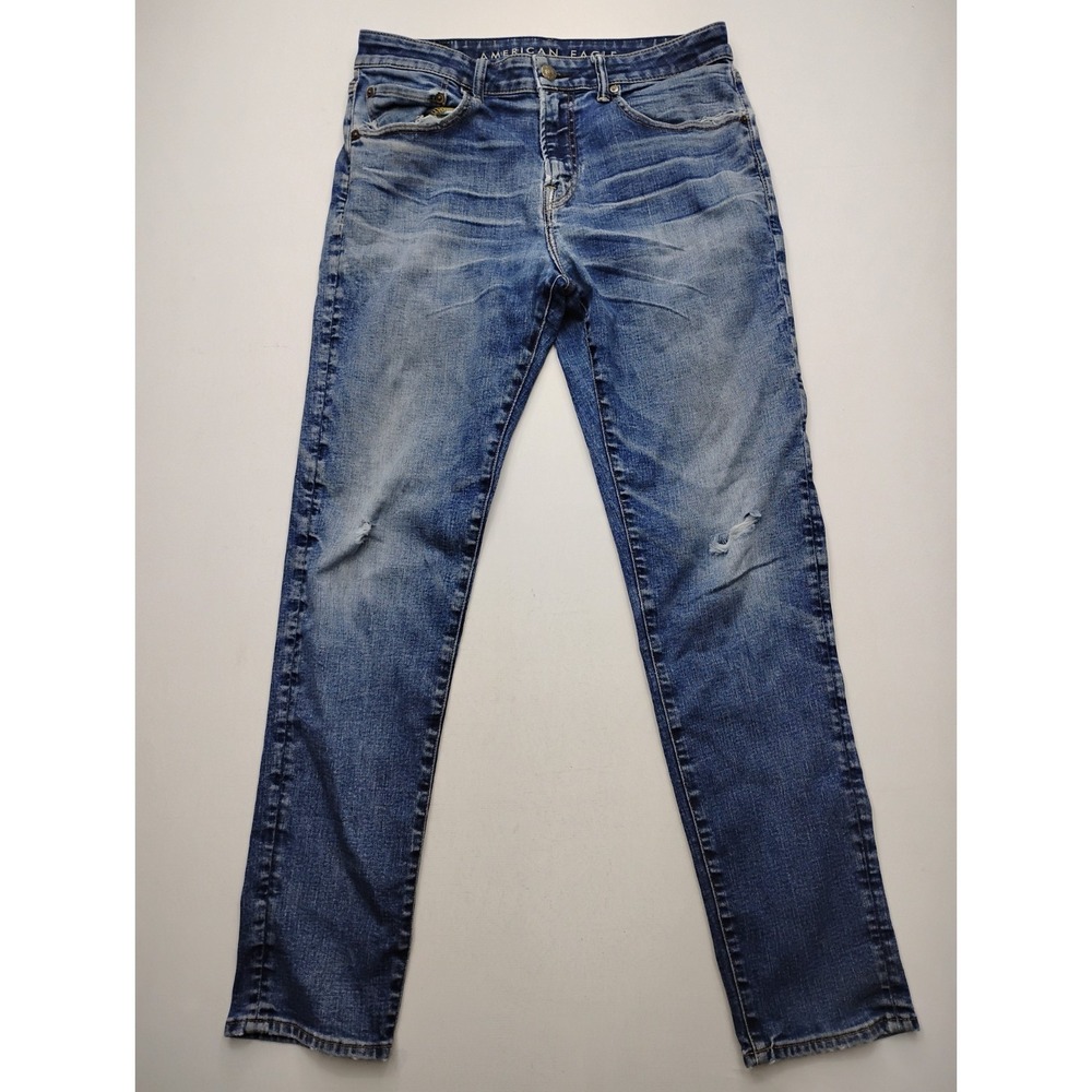 American Eagleโ Airflex Athletic Fit Denim Jeans 34x34 Faded Distressed